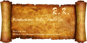 Rombauer Kálmán névjegykártya