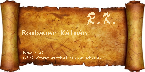 Rombauer Kálmán névjegykártya